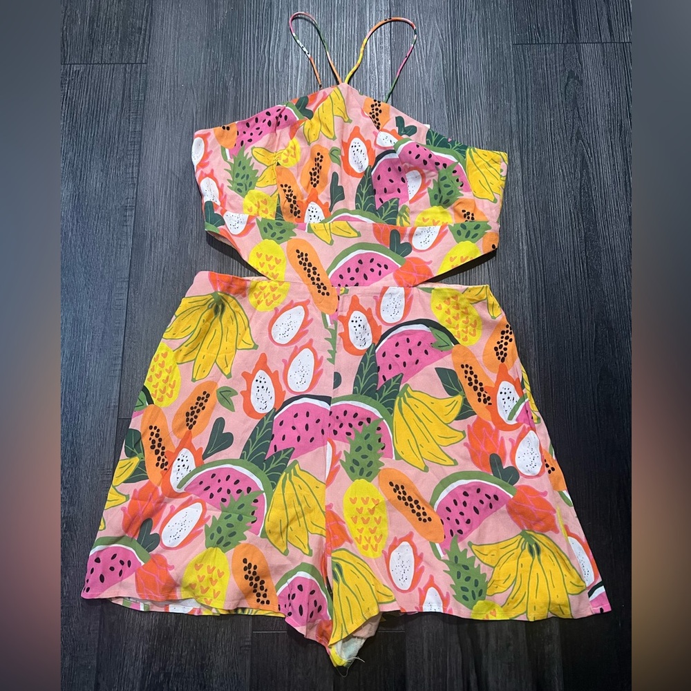 Anthropologie Women's Hutch Mixed Fruit Halter Romper